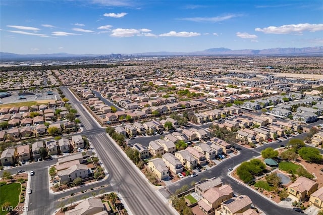 aerial view with a residential view and a mountain view