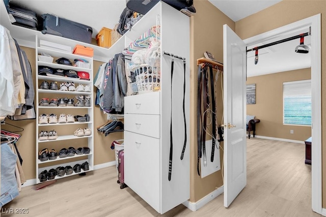 spacious closet with wood finished floors