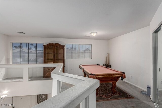 1066 Aspen Valley Ave, Las Vegas, NV 89123 - playroom featuring pool table, baseboards, carpet, and visible vents