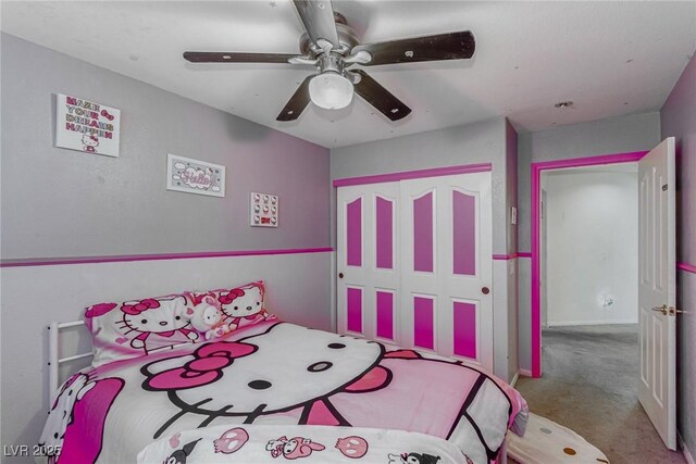1066 Aspen Valley Ave, Las Vegas, NV 89123 - carpeted bedroom featuring a ceiling fan, baseboards, and a closet