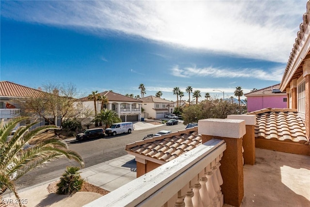 1066 Aspen Valley Ave, Las Vegas, NV 89123 - exterior space with a residential view, a tile roof, and a balcony