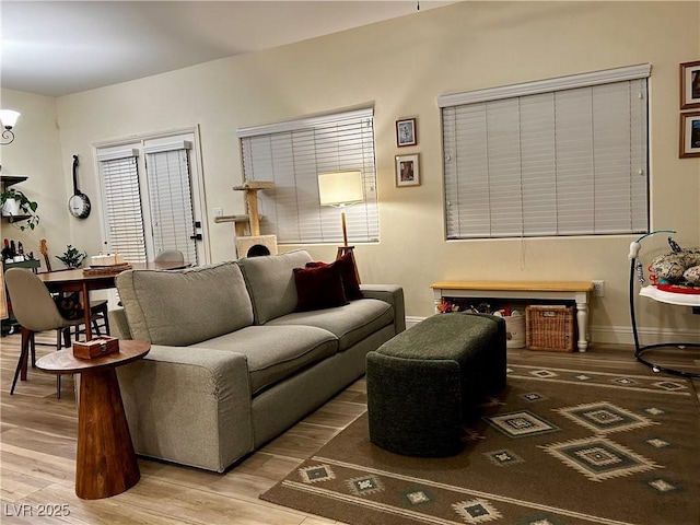 living room featuring baseboards and wood finished floors