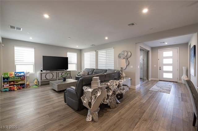 2650 Skylark Trail St, Henderson, NV 89044 - living area with recessed lighting, wood finished floors, and baseboards