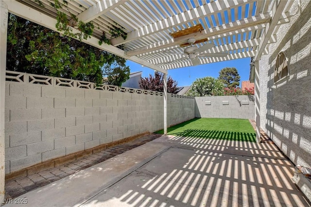 view of patio with a fenced backyard and a pergola