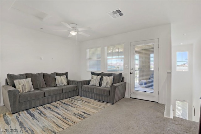 664 Foam Flower Ln, Henderson, NV 89015 - living area featuring carpet and ceiling fan