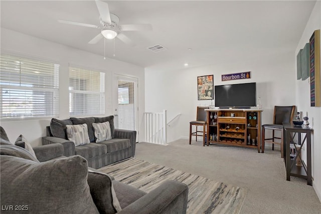 664 Foam Flower Ln, Henderson, NV 89015 - living area with carpet floors and a ceiling fan