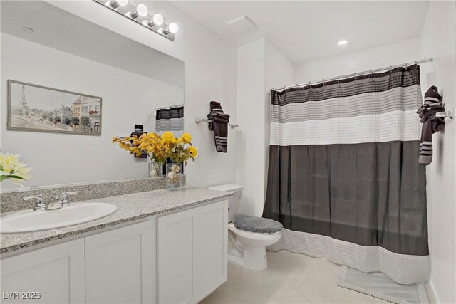 664 Foam Flower Ln, Henderson, NV 89015 - full bathroom featuring vanity, toilet, and a shower with curtain