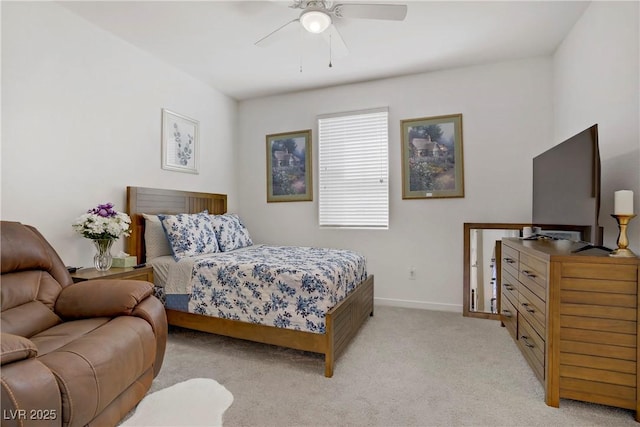 664 Foam Flower Ln, Henderson, NV 89015 - bedroom with light colored carpet, baseboards, and a ceiling fan