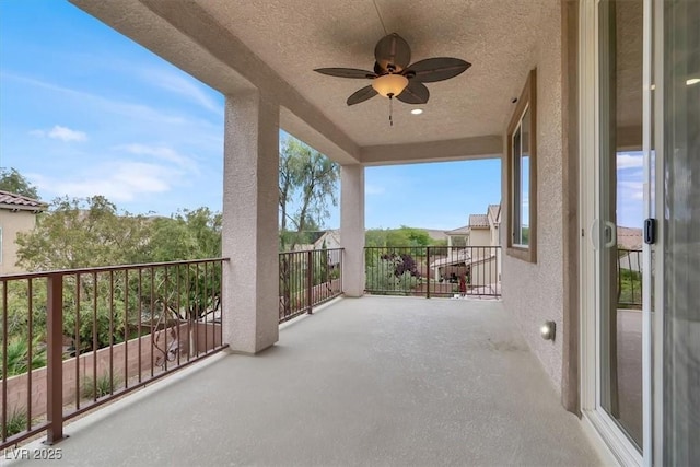 balcony with ceiling fan