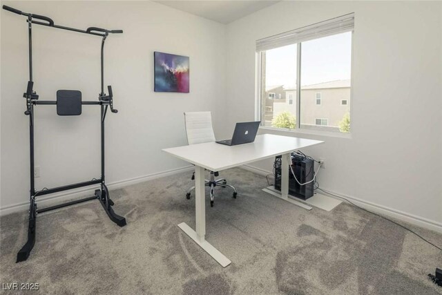 office area featuring carpet floors and baseboards