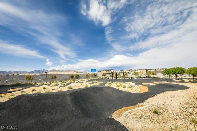 exterior space featuring a mountain view