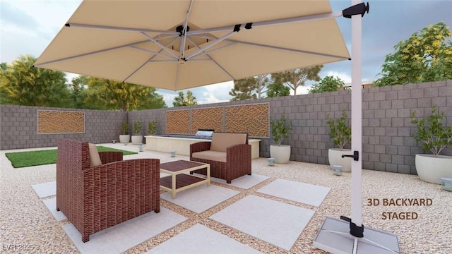 9732 Abel Cliff St, Las Vegas, NV 89143 - fenced backyard featuring a patio