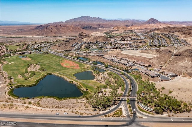 58 Sun Lily Ln, Henderson, NV 89011 - birds eye view of property with a water and mountain view, view of golf course, and a residential view