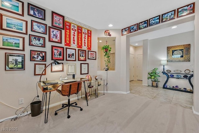 5226 Lignum Ave Unit 1, Pahrump, NV 89061 - home office with baseboards, carpet flooring, and recessed lighting