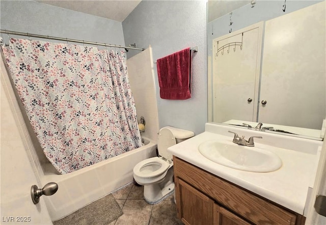 350 S Durango Dr Unit 220, Las Vegas, NV 89145 - full bath with shower / bathtub combination with curtain, toilet, vanity, and tile patterned flooring