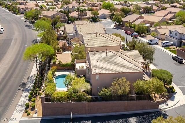 aerial view with a residential view