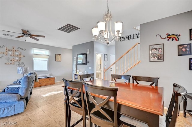 722 Chepstow Ave, Las Vegas, NV 89178 - dining area featuring visible vents, stairs, and light tile patterned flooring