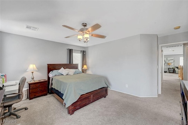 722 Chepstow Ave, Las Vegas, NV 89178 - bedroom featuring light colored carpet, a ceiling fan, visible vents, and baseboards