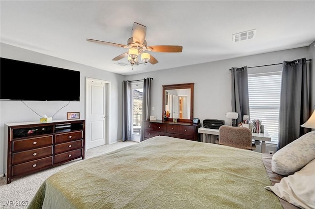 722 Chepstow Ave, Las Vegas, NV 89178 - bedroom featuring visible vents, carpet flooring, and ceiling fan