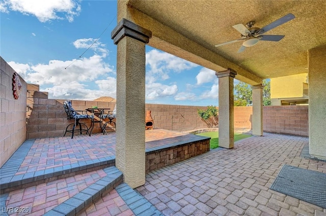 722 Chepstow Ave, Las Vegas, NV 89178 - view of patio / terrace featuring ceiling fan and a fenced backyard