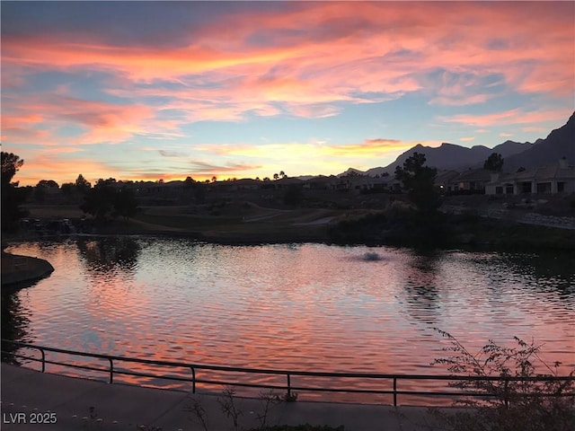 10717 Grand Cypress Ave, Las Vegas, NV 89134 - view of water feature featuring fence and a mountain view