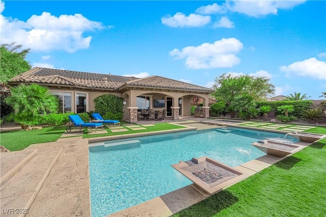 pool with a patio