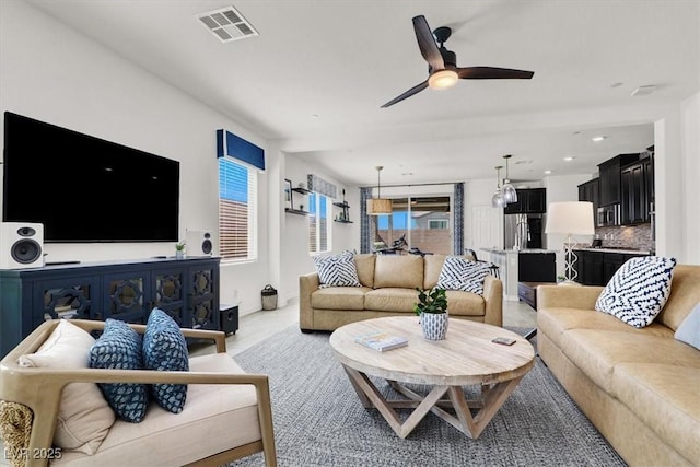 3136 Mossfield Ave, Henderson, NV 89052 - living room featuring ceiling fan