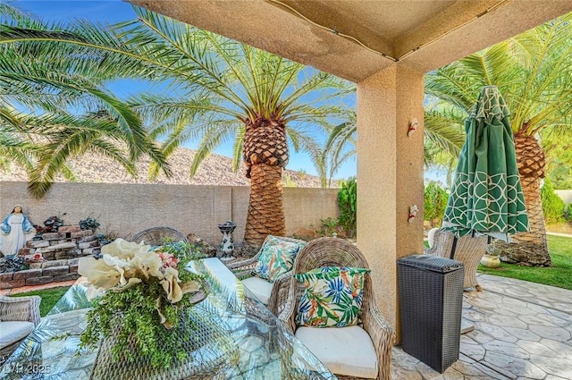 view of patio / terrace featuring a fenced backyard