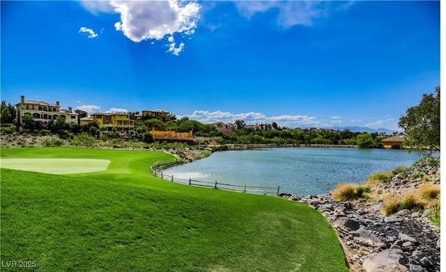 view of water feature with view of golf course