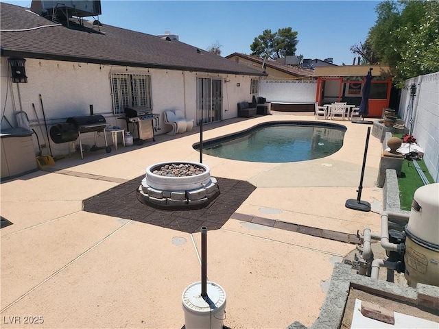 3164 Elmrock Pl, Las Vegas, NV 89121 - view of pool with a patio, a fenced backyard, and grilling area