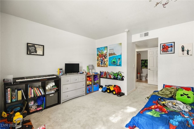 bedroom with visible vents, baseboards, and carpet floors
