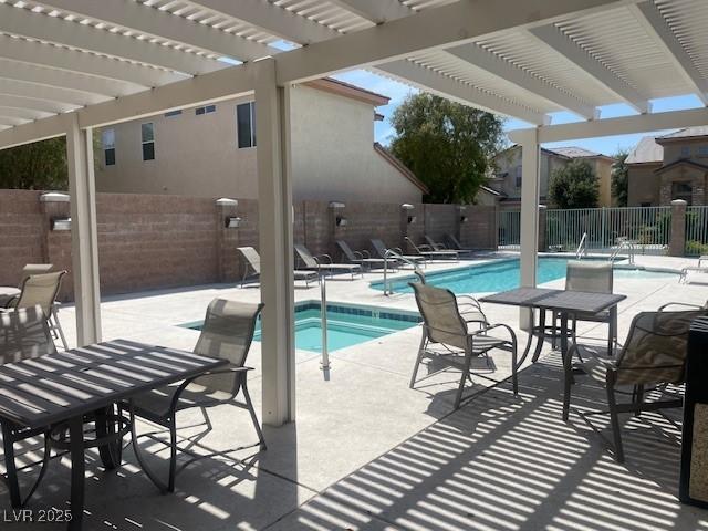 137 Coronation Ave, Las Vegas, NV 89123 - pool featuring a patio area, fence, and a pergola