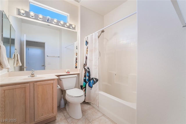 1781 Cypress Lake Ct, Henderson, NV 89012 - full bath featuring tile patterned floors, vanity, toilet, and shower / tub combo with curtain