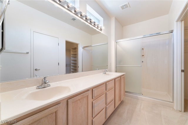 1781 Cypress Lake Ct, Henderson, NV 89012 - full bath with a sink, a shower stall, double vanity, and visible vents