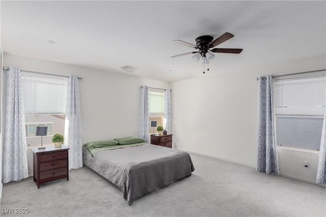 361 Andy Wheeler Dr, Henderson, NV 89011 - bedroom featuring a ceiling fan, light carpet, and visible vents