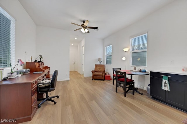 712 Webber Park St, Henderson, NV 89011 - office with a ceiling fan, baseboards, and light wood-type flooring