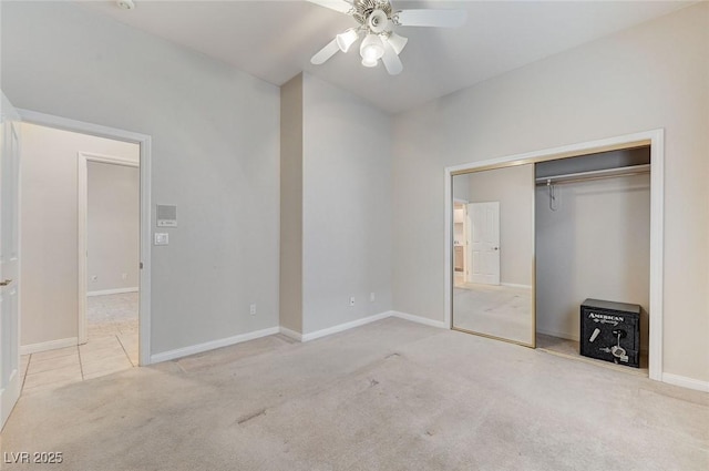 8052 Marbella Cir, Las Vegas, NV 89128 - unfurnished bedroom featuring carpet, a closet, baseboards, and ceiling fan