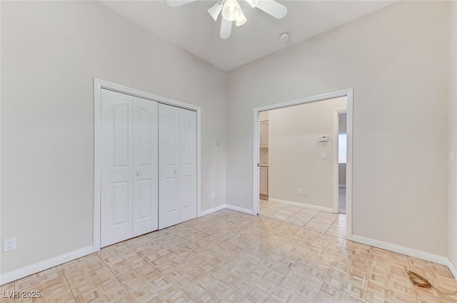 8052 Marbella Cir, Las Vegas, NV 89128 - unfurnished bedroom featuring baseboards, a closet, and a ceiling fan