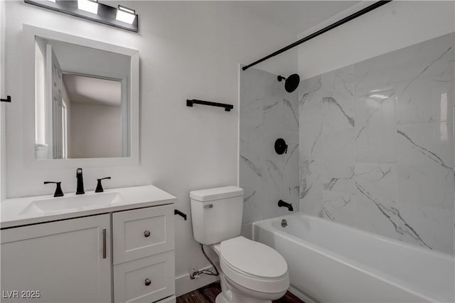 4432 Ash Ave, Las Vegas, NV 89110 - bathroom with vanity, toilet, bathtub / shower combination, and wood finished floors