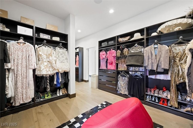 spacious closet with wood finished floors
