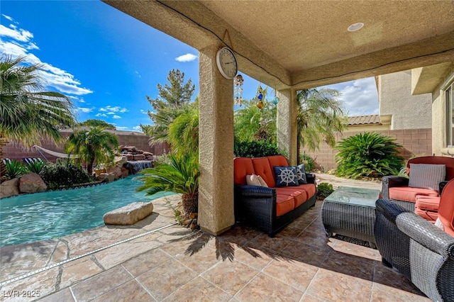 10519 Bella Camrosa Dr, Las Vegas, NV 89141 - view of patio featuring a fenced backyard and an outdoor living space