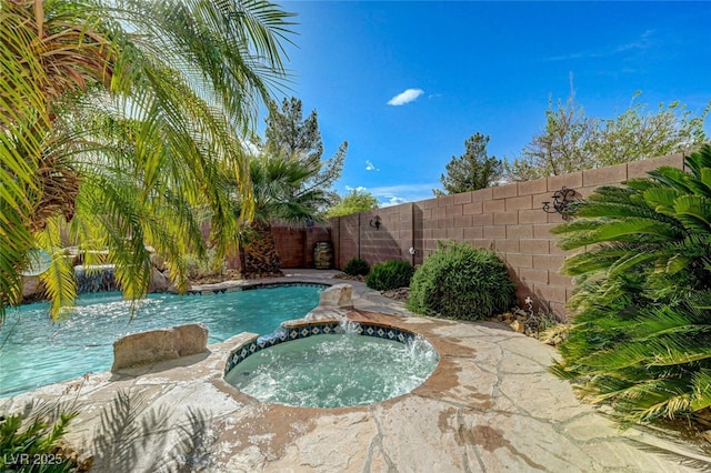10519 Bella Camrosa Dr, Las Vegas, NV 89141 - view of swimming pool featuring an in ground hot tub, a fenced in pool, and a fenced backyard