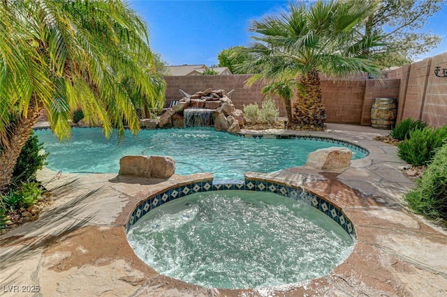 10519 Bella Camrosa Dr, Las Vegas, NV 89141 - view of swimming pool featuring a fenced backyard and a pool with connected hot tub