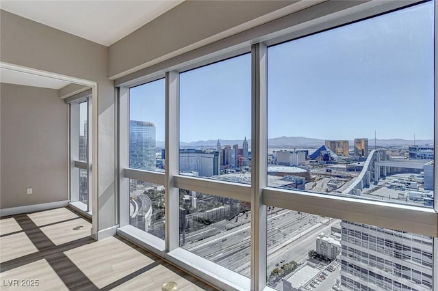 interior space with a view of city