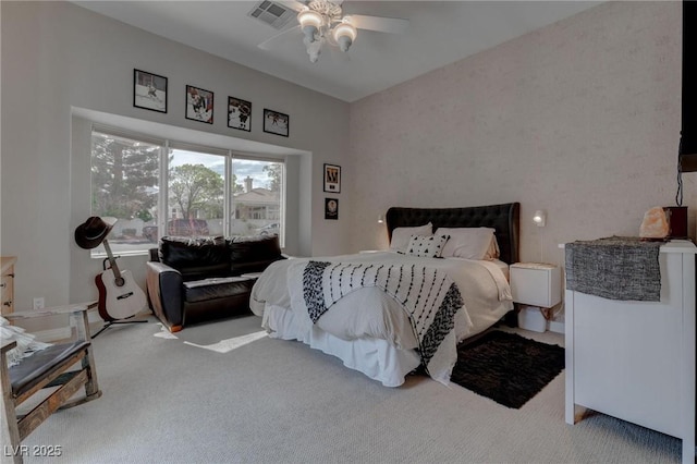 4594 Blue Mesa Way, Las Vegas, NV 89129 - bedroom with carpet floors, a ceiling fan, and visible vents