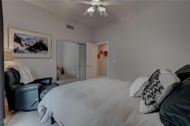 4594 Blue Mesa Way, Las Vegas, NV 89129 - carpeted bedroom with a ceiling fan, visible vents, and a closet