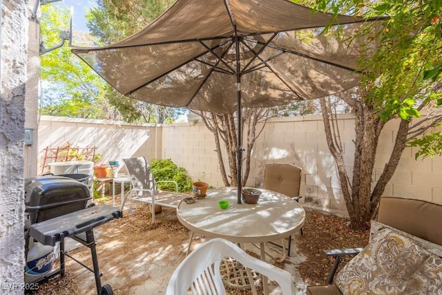 view of patio featuring a fenced backyard