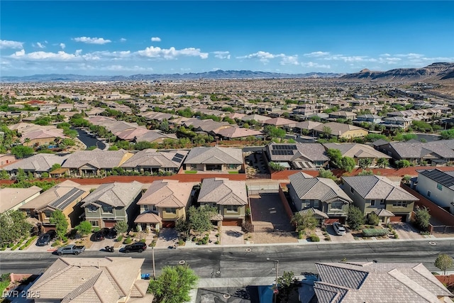 aerial view featuring a residential view and a mountain view