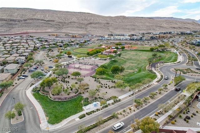 bird's eye view with a mountain view and a residential view