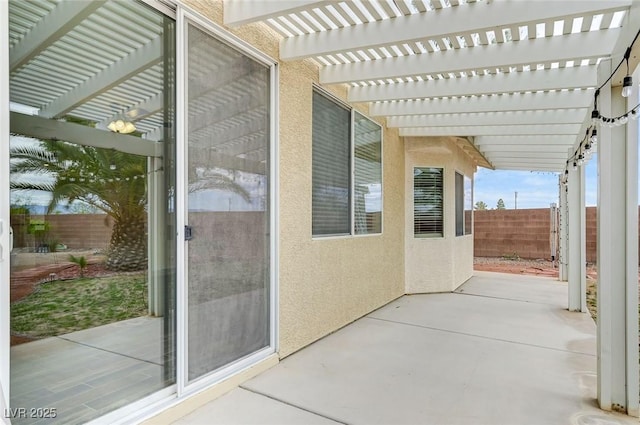 view of patio featuring a fenced backyard and a pergola